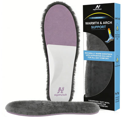 HighPursuit Women's 17mm Thick Sheepskin Insoles – Wool Fleece Footbed for Warmth & Comfort