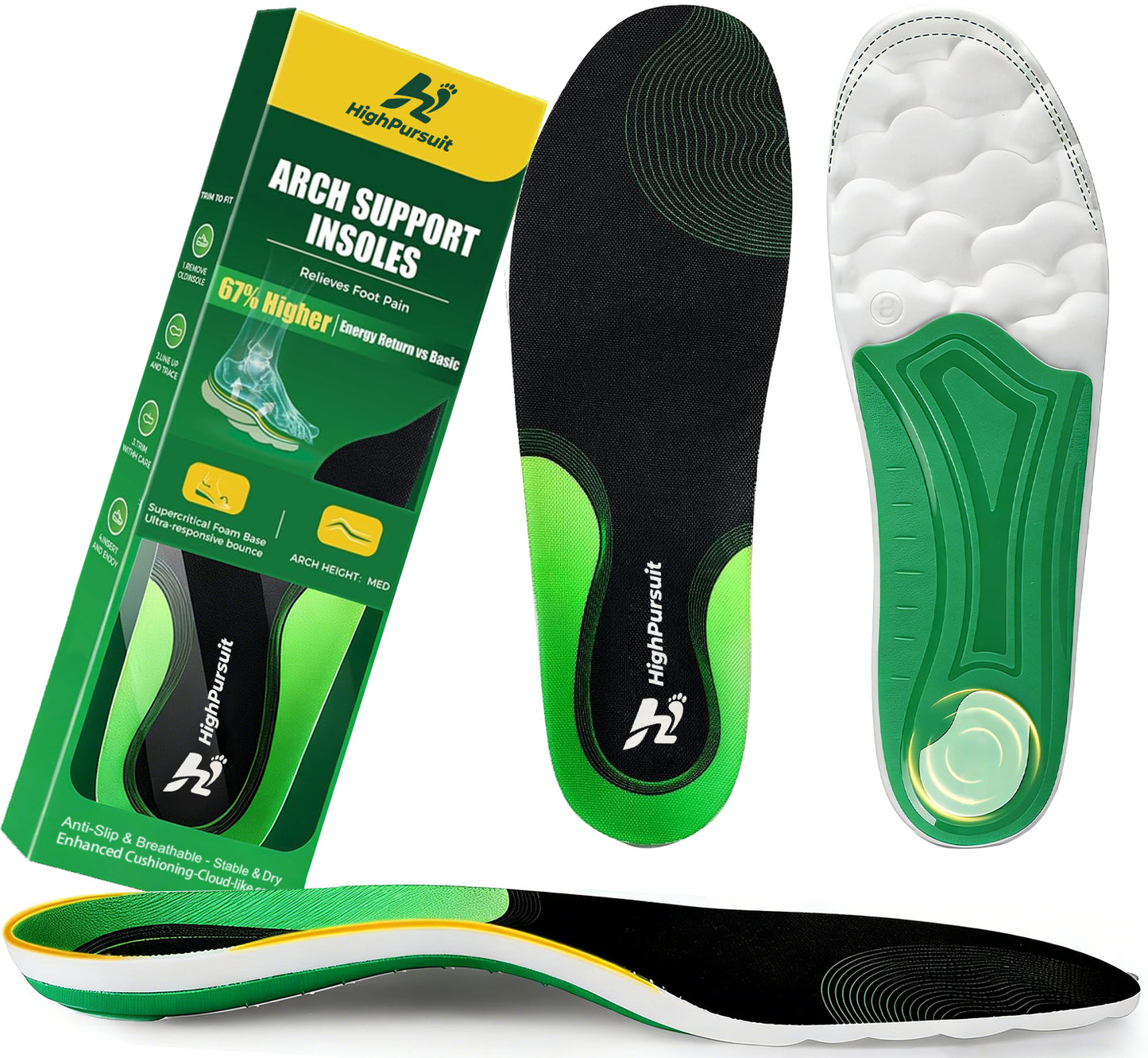 HighPursuit Supercritical Foam Insoles for Men Women