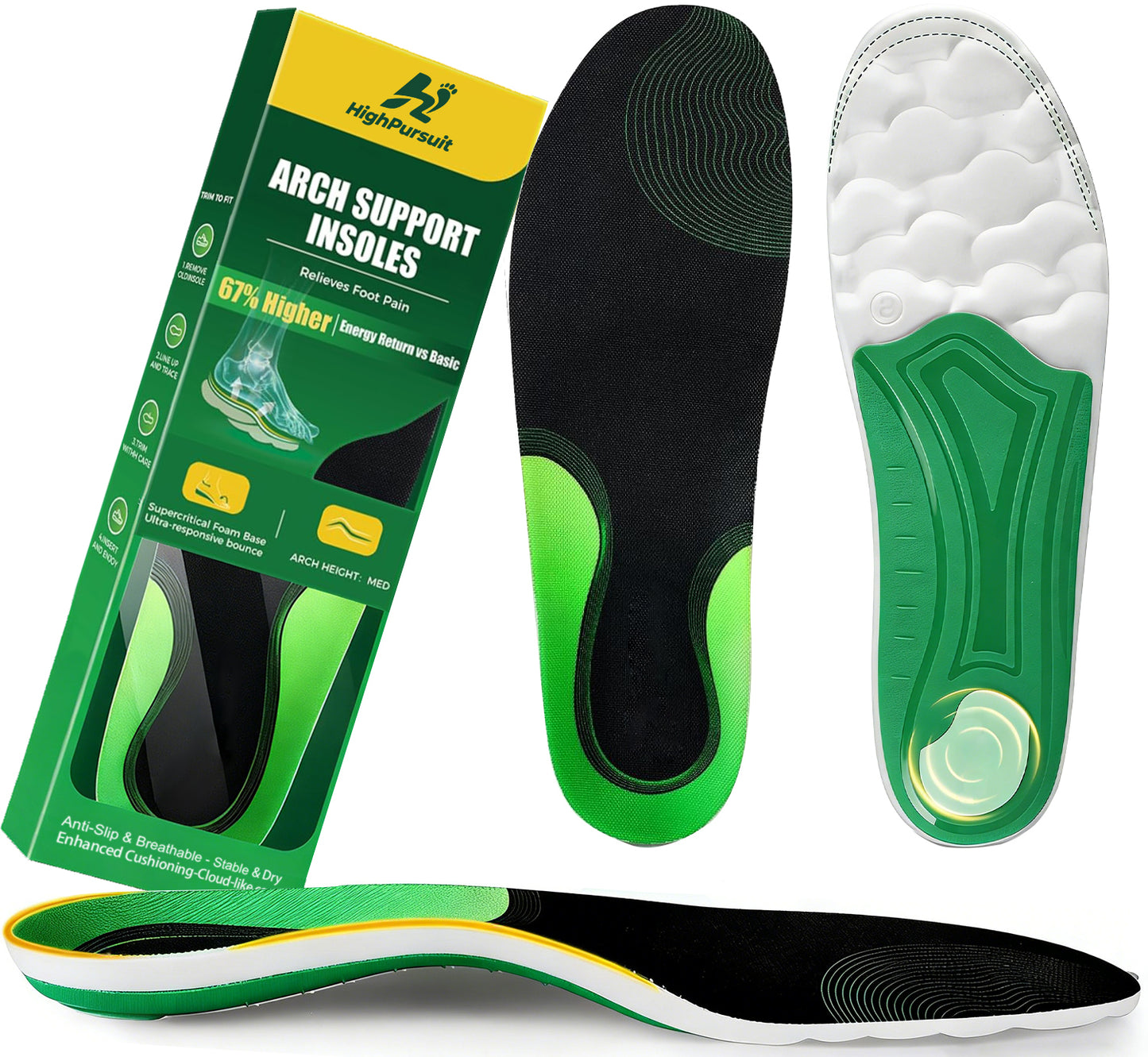 HighPursuit Supercritical Foam Insoles for Men Women